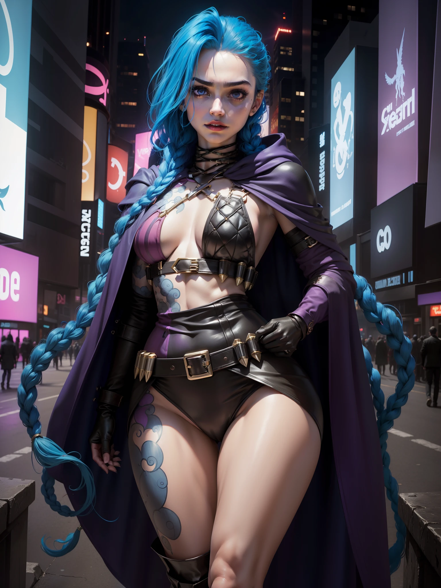 (New York: 1.5), (time square 1.5), Raven, whose real name is Rachel Roth, is a DC Comics character known for being a member of the Titans. She has a distinct physical appearance and attire, which reflect her mystical nature and supernatural powers. Here is a detailed description of her physical appearance and clothing:
Physical appearance:
Skin Color: Raven has pale, white skin, which sets her apart from many other DC Comics characters.
hair: her hair is long and dark, usually black or dark blue. It is smooth and can be seen covering part of her face.
Eye: The raven's eyes are one of her most distinctive features. They are usually portrayed as large, bright violet or blue eyes, which reflect their alien heritage.
Height and Physical Shape: She is a woman of average height, with a slender, athletic figure, although she usually wears clothing that covers her from head to toe.
Typical clothes:
The raven costume is dark and mysterious, Dark blue cloak: She wears a long dark blue cloak and hood that covers most of her body. This cloak is an iconic feature of her appearance and is often used to hide her face and body from direct light.
high collar: The cloak has a high collar that is pulled up, usually covering the chin and part of the face.
Belt and Buckle: Raven usually wears a belt with a gothic-style buckle, which accentuates her outfit.
Boots: She wears tall boots that match the color of her cloak, often with decorative details.
Gloves: Her gloves are usually long and match the rest of her attire, (slender body: 1.5), (minimum clothing: 1.5), (large breasts: 1.3), (hanging breasts: 1.5), (disproportionate breasts: 1.4) , (realism:1.5), (Realisitc:1.4), (Absurdity:1.4), 8k, ultra-detailed, detailed handsome man, (only:1.4) , 1girl, (Viewer facing:1.2), Intricate body details, (Curvy:1.3),(short:1.3)