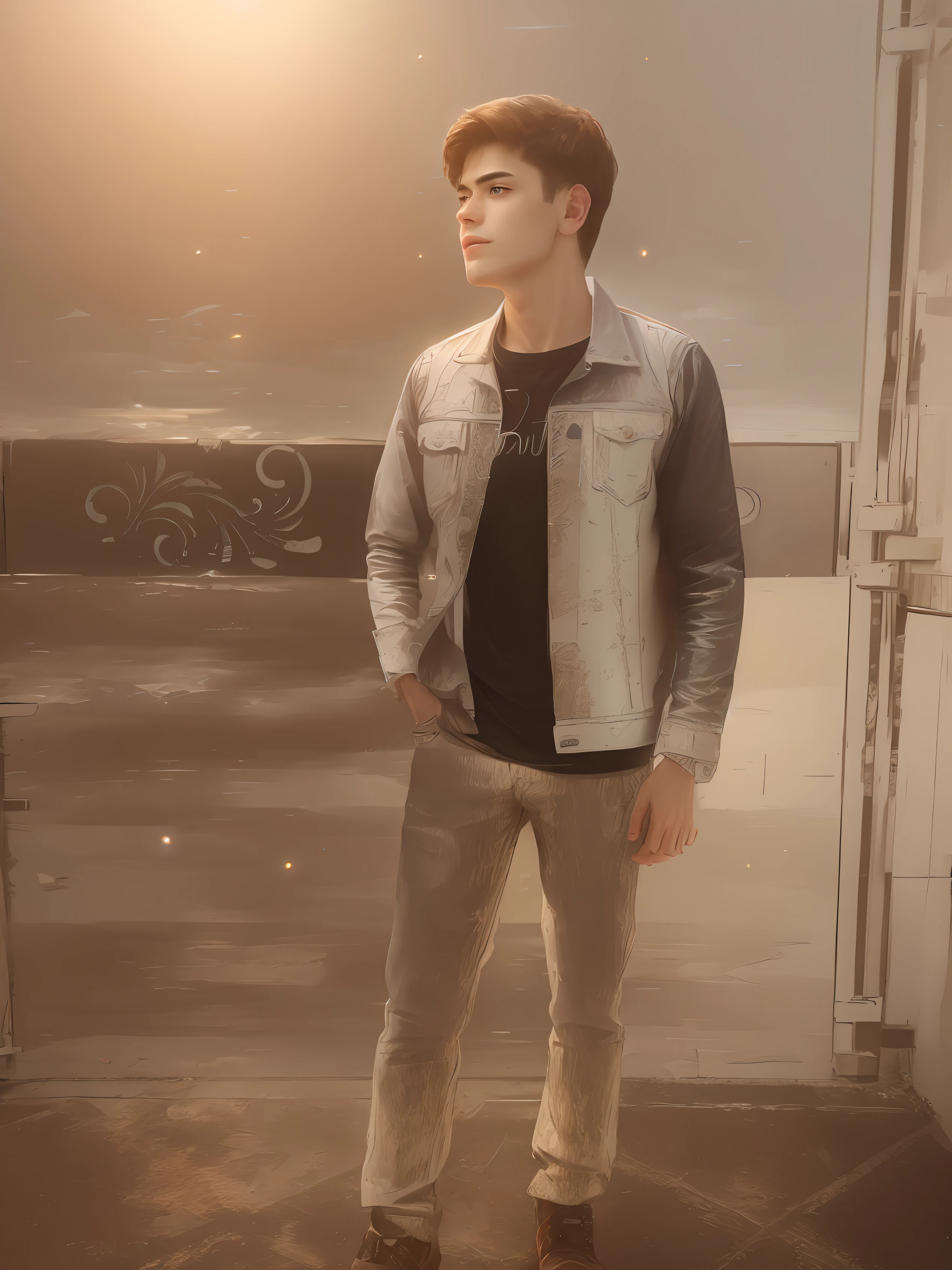 Realistic handsome boy ,Change background , 8k, smooth, light flare, real face