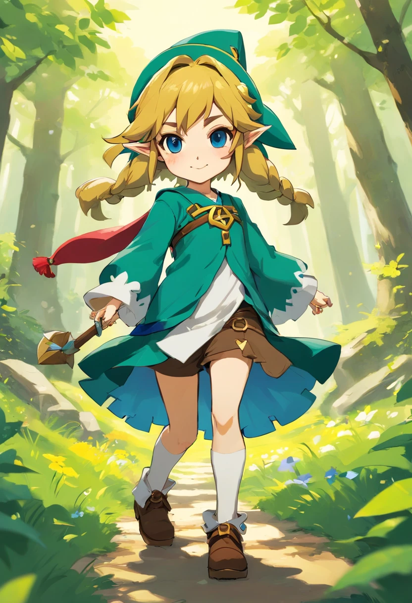 full body, person for the zelda game, the Touhou manga, girl, Touhou character ff, in the style of ian mcque, temmie chang, stylish costume design, romanticized depictions of wilderness, jean-baptiste monge, science academia