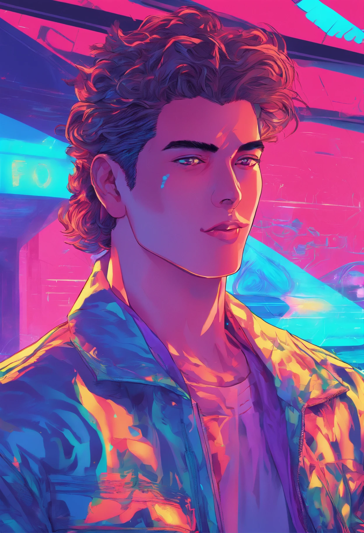 The handsome man's face loomed in the flickering blue light, his eyes were white, his hair looked as if it had just been washed and dried, and his eyes looked at the camera with melancholy