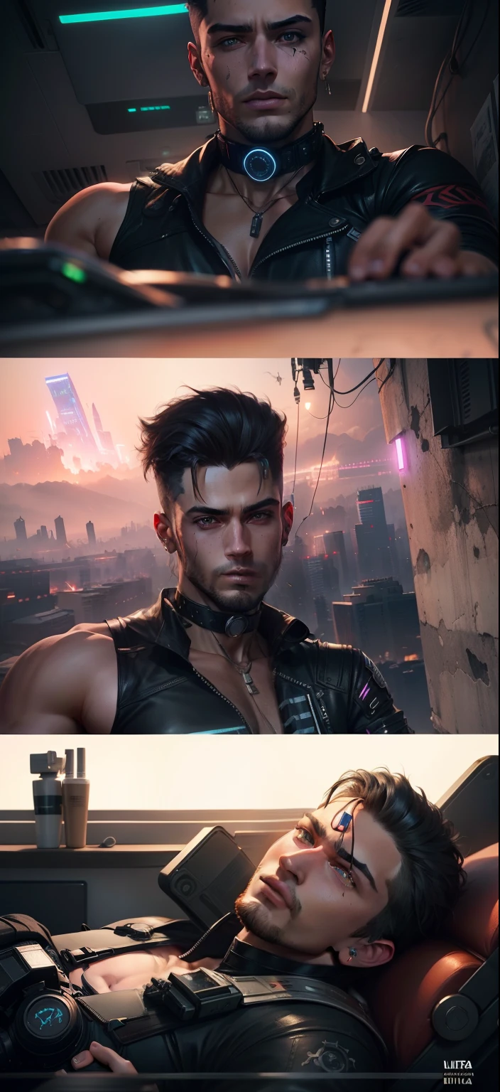 cyberpunk Handsome boy ulira Bal realistic with cat,---v4
