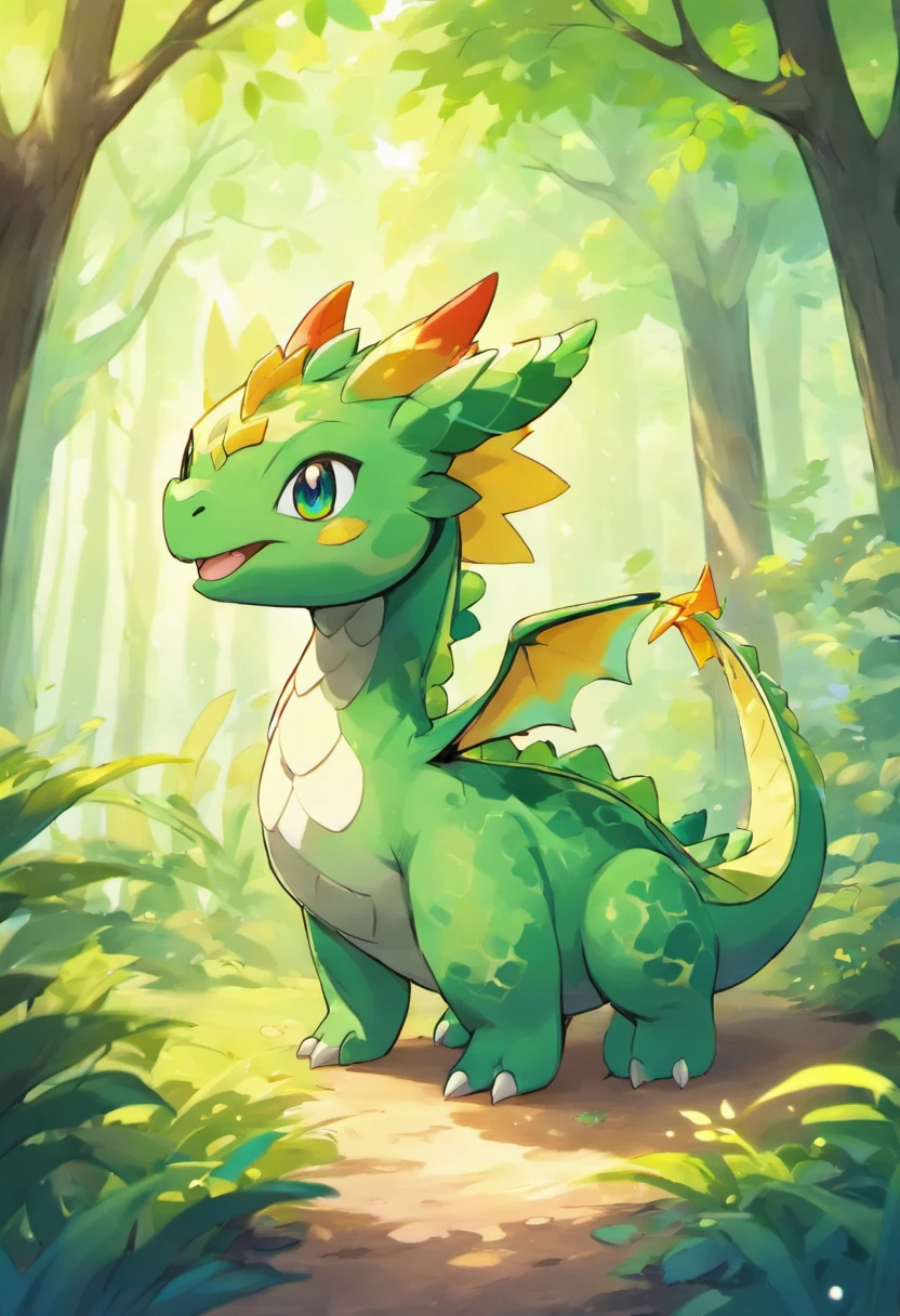 a cute nature dragon in the forest
