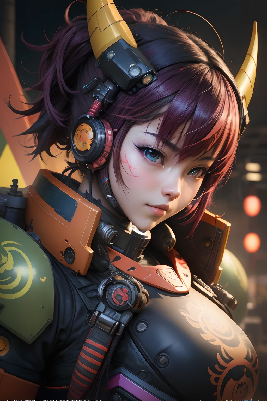 Cyber anime girl dragon warrior, in the style of complementary colours, animepunk,Hyperrealistic-influenced prints, japanese-influenced prints, UHD, close-up --niji 5 --ar 2:3 50 --s 2