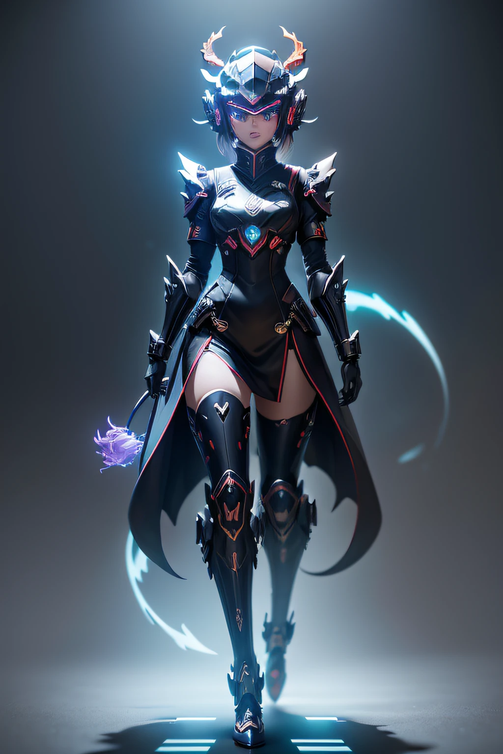 chinesedragon,(Blind box toy style:1.2), (Full body photo) , (1 rapariga),(Behind her is a dragon), mechs, Exquisite helmet:1.2, Combat goggles:1.2, cyber punk perssonage, dreamy glow, Sparkle neon, Clean, Transparent drafts, ( Global illumination, Ray traching, High-density imaging, unreal render,reasonable design, super detailing, tmasterpiece, Best quality, hyper HD, Cinematic lighting),(Particle effect 1.5),flowy ,Smart