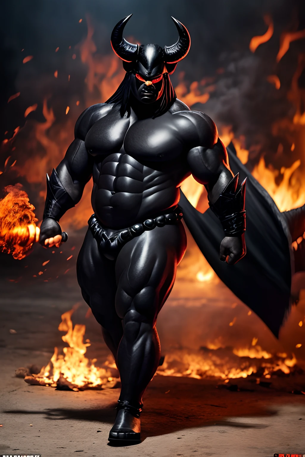 plump Black Demon, action pose --auto