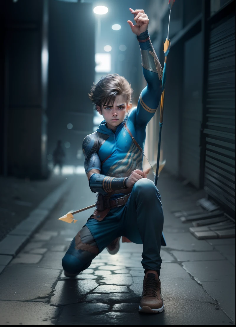 Ultra realistic worrier style boy , realistic background ultra hd, smart 4k resolution worrier boy with arrow