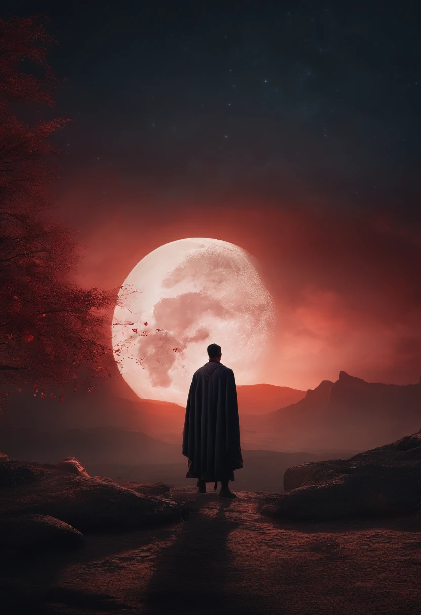 Strange monsters in fantasy worlds,Blood,Moon Night,中景 the scene is,Full body like, highly detailed surreal vfx,oc rendered,Shot with 70 mm - AR 16:9 --q 2 --s 1000