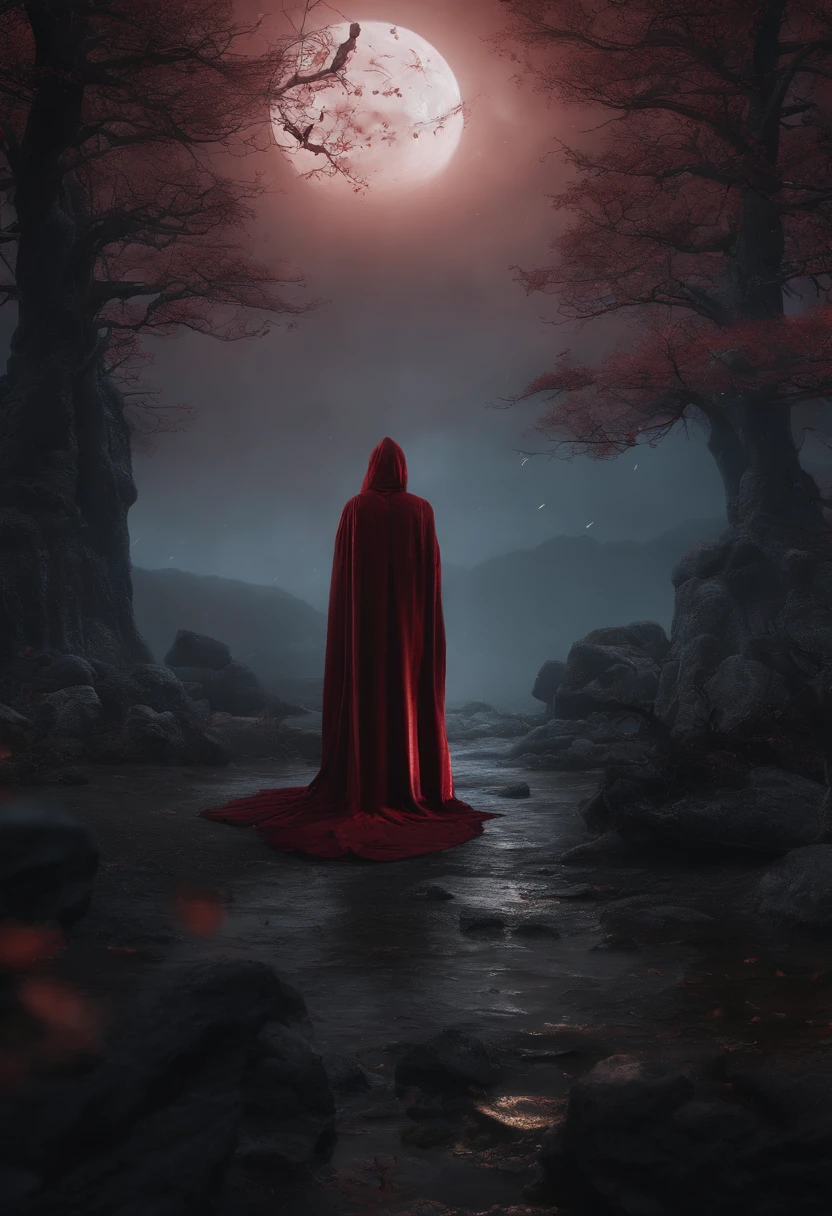 Strange monsters in fantasy worlds,Blood,Moon Night,中景 the scene is,Full body like, highly detailed surreal vfx,oc rendered,Shot with 70 mm - AR 16:9 --q 2 --s 1000