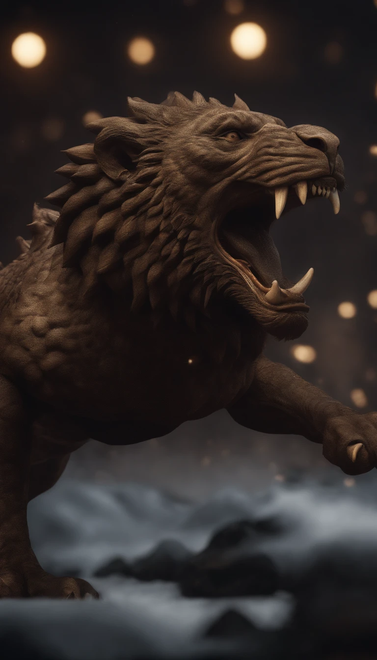 starrysky，manticore，Thick spikes，中景 the scene is，Full body like， highly detailed surreal vfx，Hyper-realistic，Ultra photo realsisim，Real Photographics，8K，High definition，high qulity，Works of masters，super-fine，Smudge，ink，8K，super-fine，high qulity，（（（OC renderer）））