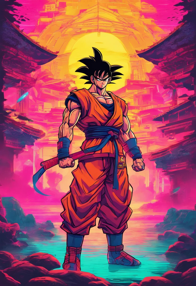 Son Goku, armadura Samurai, japanese temple,