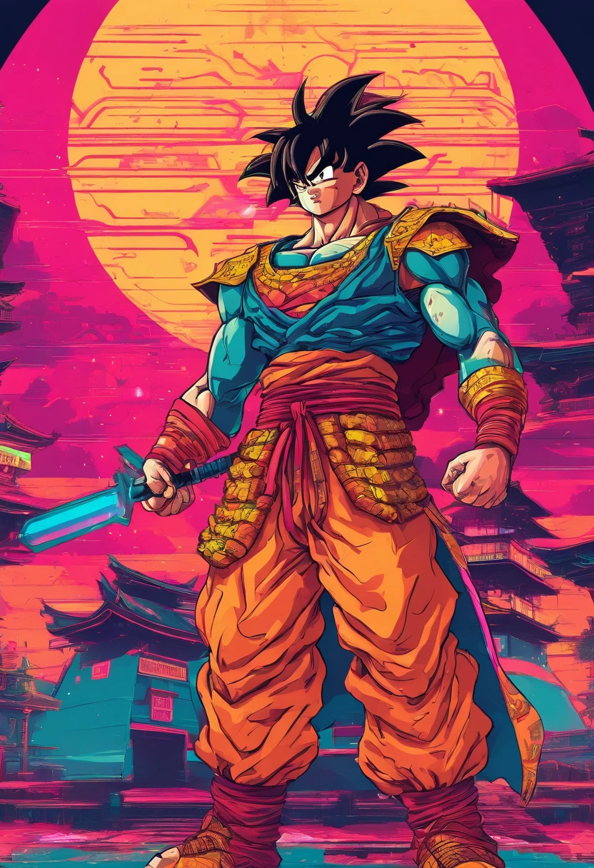 Son Goku, armadura Samurai, japanese temple,