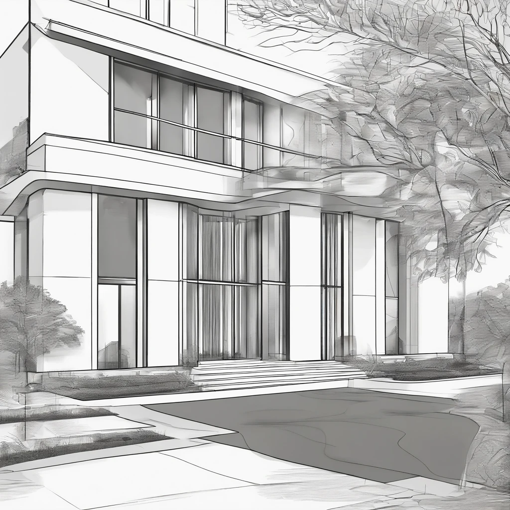 Exterior of the entrance、Correct perspective、line-drawing、outlines、Medium omission、unmanned、grayscales