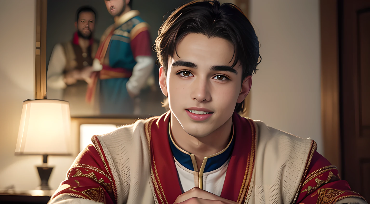 (((Men only))), ((head shot)), ((Pietro Boselli)), (( wearing Peruvian ethnic clothing)), (Quechua Clothing), (Aymara Clothing), (Moche Clothing), (Amazonian Indigenous Clothing), (Handsome muscle man in his 20s), (Big smile), (detaile: 1 in 1), Natural muscles, HIG quality, beautidful eyes, (Detailed face and eyes), (Face、: 1 / 2), Noise, Real Photographics、... .....................................................................................................................PSD, Sharp Focus, High resolution 8K, realisitic & Professional Photography, 8K UHD, Soft lighting, High quality, Film grain, FujifilmXT3