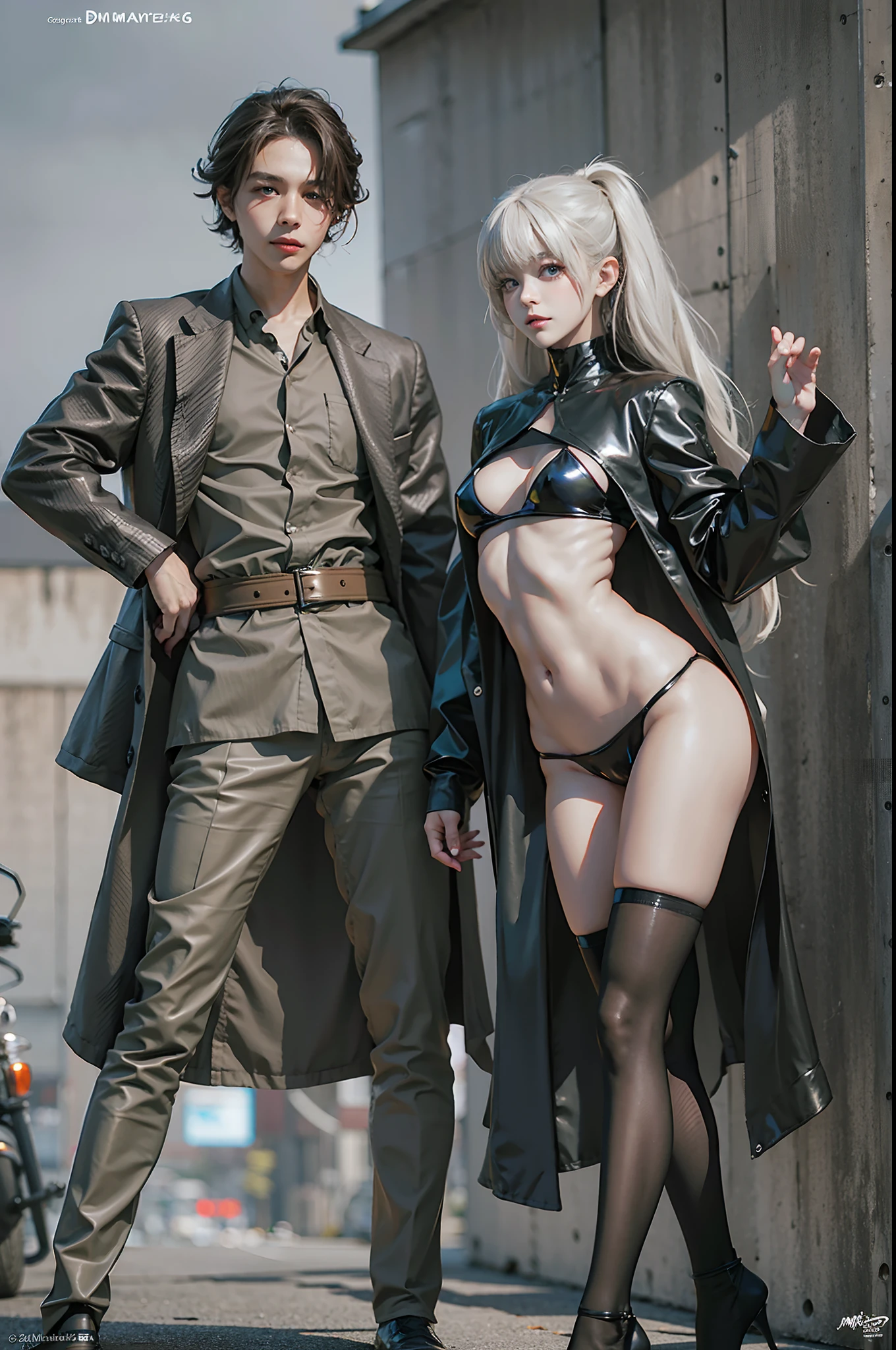 They are dressed in black and white and pose for a photo, 2b, 2 b, Gama Murata y Artgerm, cosplay, Foto cosplay, Masayoshi Suto y Artgerm, cosplay publicitario, inspirado por Hajime Sorayama, cosplay profesional, Estilo Hajime Sorayama, Sakimichan y Frank Franzzeta