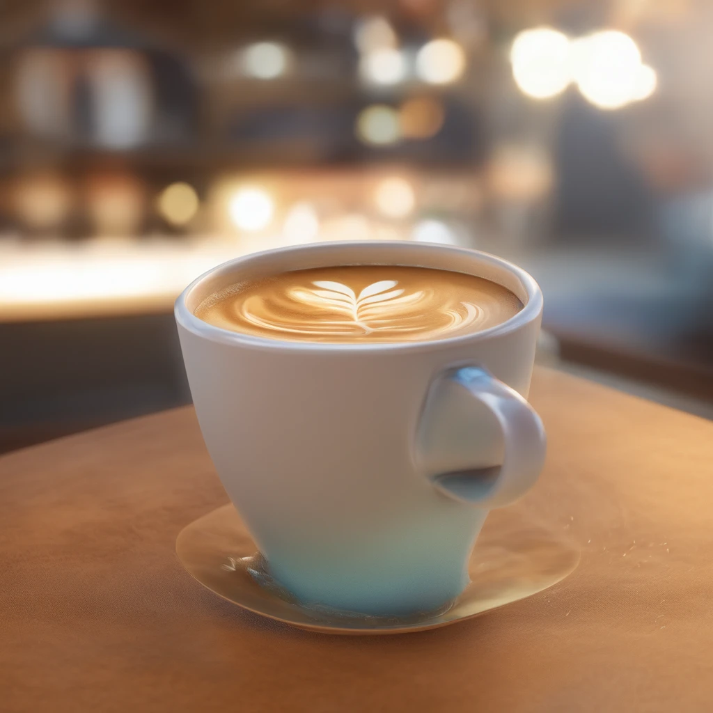 sapo dentro de uma bolha, sipping coffee, 3D, ultra realista