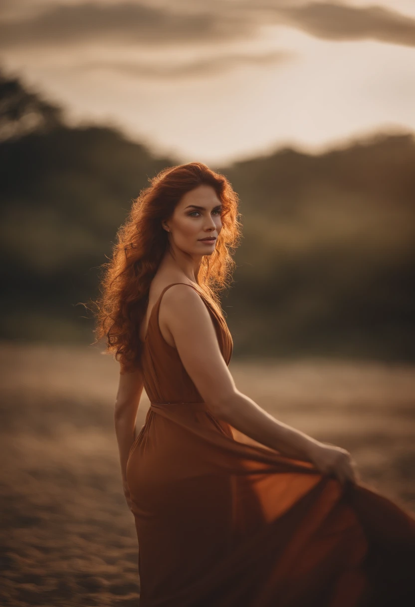 mulher, ruiva, sem roupas