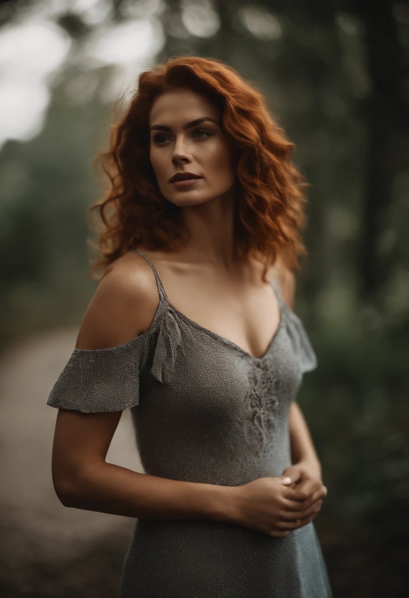 mulher, ruiva, sem roupas
