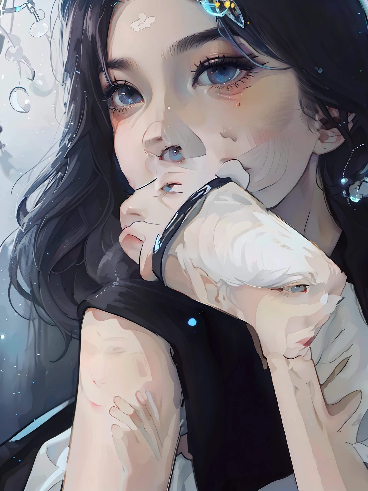 art of a ahegao girl, tongue out, made of ([Blue and black and white]:1.4) colors, eclectic, slime

(pureerosface_v1:0.2 ulzzang-6500:0.4), <lora:koreanDollLikeness:0.4> ,<lora:fashigirl-v5.4-lora-64dim-naivae:0.4>
