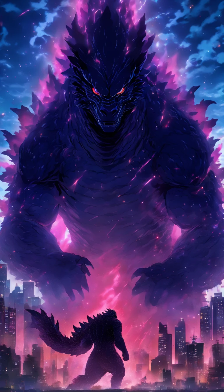 Strange monsters in a fantasy world，Godzilla，Blood，Covered with thick spikes，Moon Night，中景 the scene is，Full body like， highly detailed surreal vfx，oc rendered，Shot with 70 mm - AR 16:9 --q 2 --s 1000