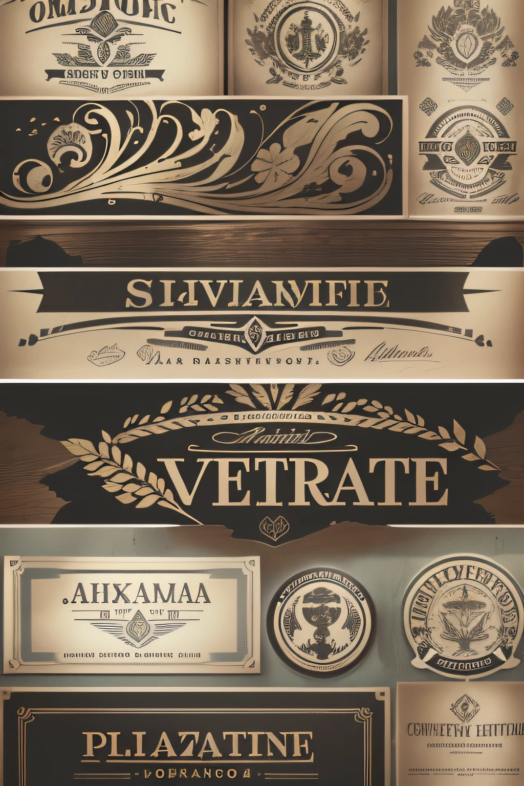 Gerar um logotipo criativo e exclusivo para a 'VSH placas decorativas', loja especializada em Quadros e placas decorativas. com um slogan . "Signs that tell stories and decorate your life!" The logo should embody elegance, originalidade e diversidade. Use a black background with white lettering and incorporate elements that evoke art and decoration. Ensure the logo remains visually appealing in both small and large sizes.",