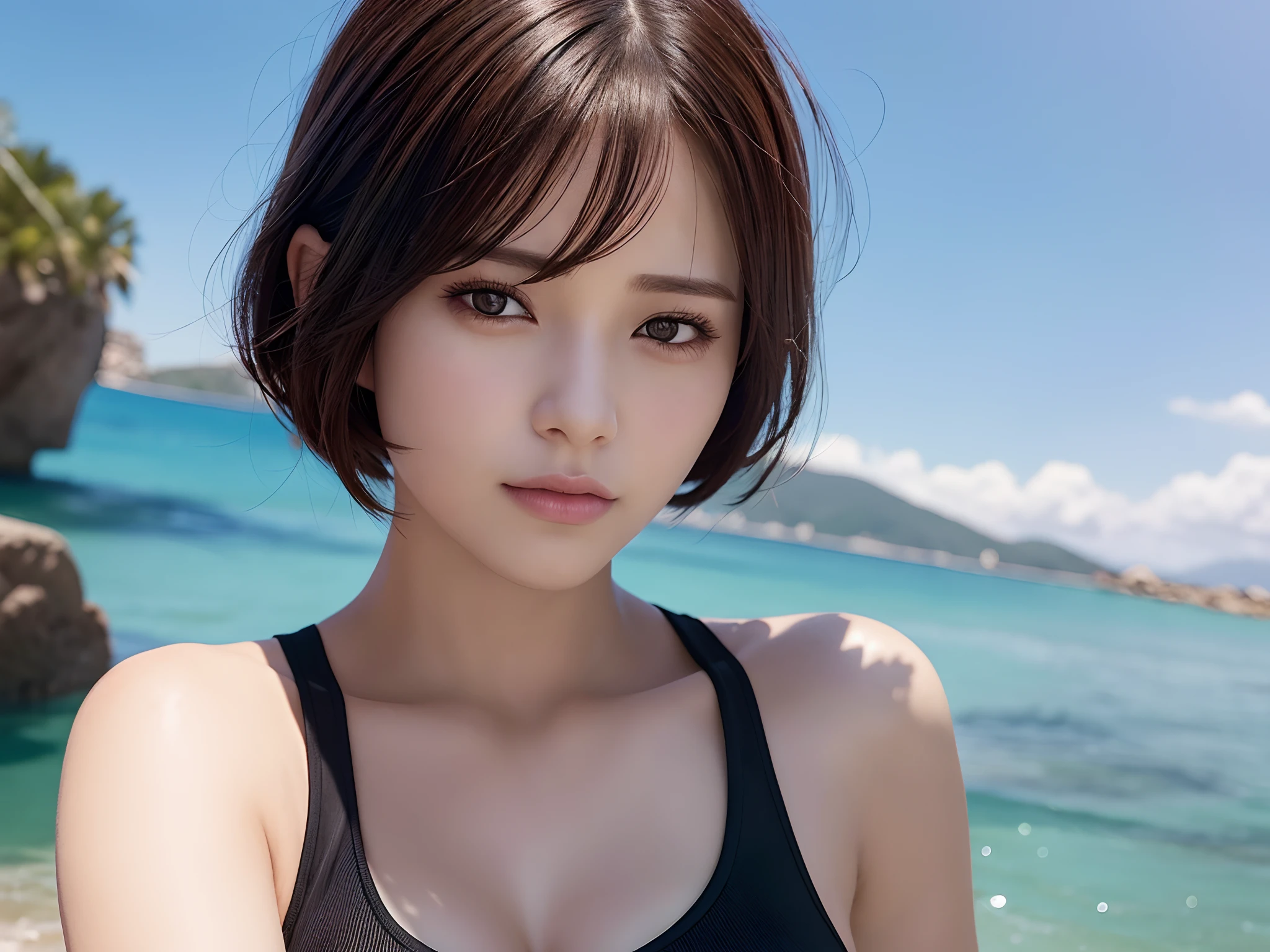 hair bobbles, wince, longeyelashes, solid circle eyes, light smile, ear blush, fang, Surrealism, drop shadow, anaglyph, stereogram, tachi-e, pov, atmospheric perspective, 8k, super detail, ccurate, best quality, award winning, super detail, UHD, retina, anatomically correct, high details, best quality, highres, high quality, textured skin, masterpiece, ccurate,(Full body portrait 1.2)Wings formed by water behind,Woman in black swimsuit splashing water on face, In the water up to her shoulders, In the water, In the water, under the sun, In the lake, wet swimsuit, Sparkling in the flowing creek, Bathed in light, nymph In the water, In the water! , Emerge from the water, Alina Ivanchenko, In the lake