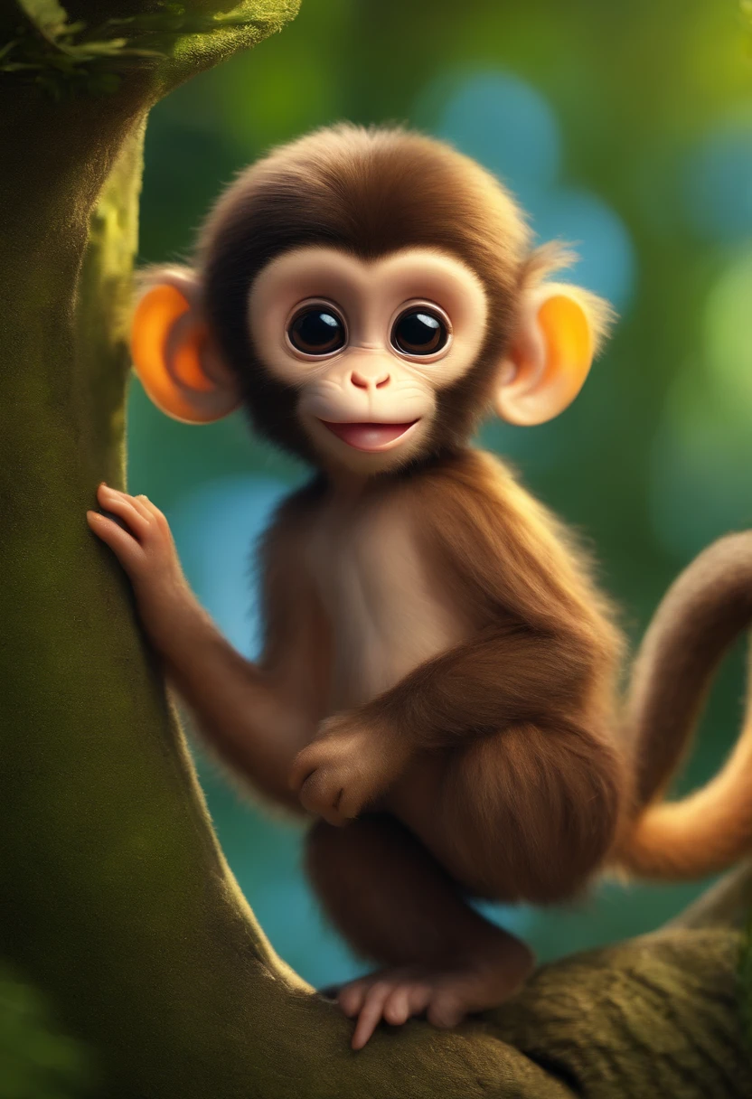 Creation of a monkey as a mascot for a toy store that refers to joy and happiness, goodlooking ,