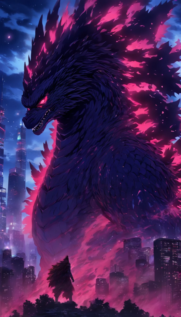 Strange monsters in a fantasy world,Godzilla,Blood,Covered with thick spikes,Moon Night,中景 the scene is,Full body like, highly detailed surreal vfx,oc rendered,Shot with 70 mm - AR 16:9 --q 2 --s 1000
