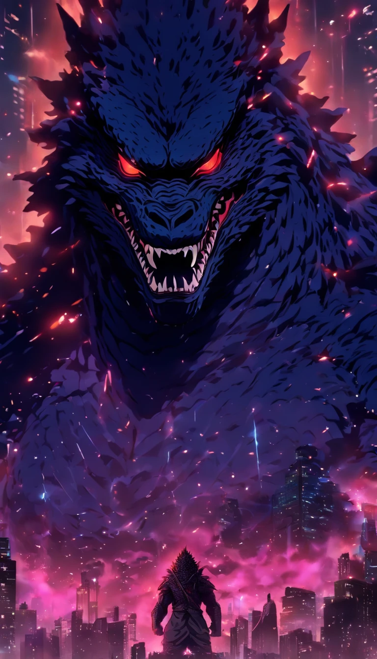 Strange monsters in a fantasy world,Godzilla,A coarse laser sprays out of the mouth,Blood,Covered with thick spikes,Moon Night,中景 the scene is,Full body like, highly detailed surreal vfx,oc rendered,Shot with 70 mm - AR 16:9 --q 2 --s 1000