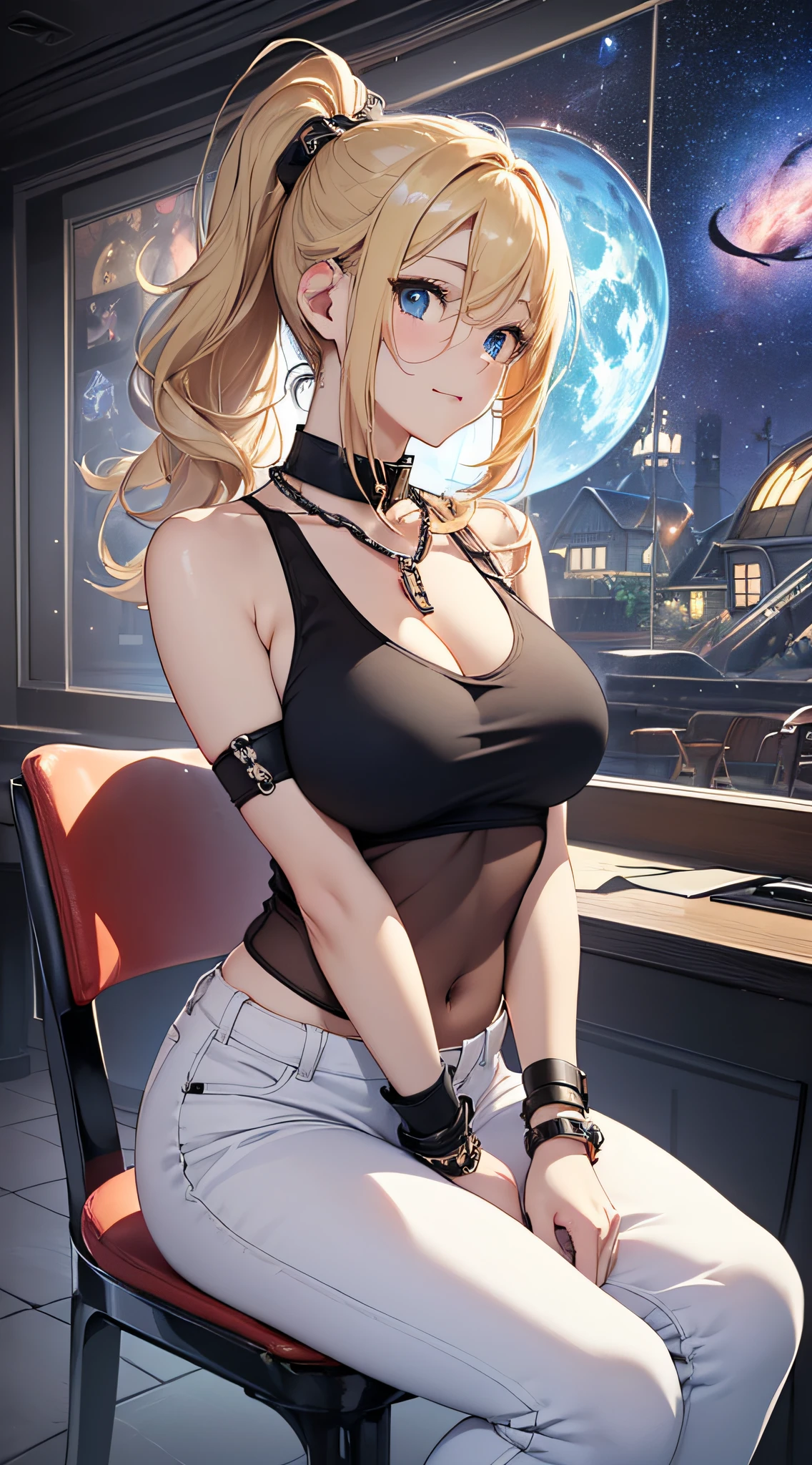 最high quality、best image quality、masterpiece、girl((20-year-old、 By becoming、vest bust、medium bust,wide open breast tea、shining blue eyes, blonde、long hair、thin,highest valley、diamond earrings、black sports bra、black short skirt、cat tail、Cat ear、cat costume jacket、cat gloves、how much do you know)),high quality、beautiful art、background(night room))、Flight、debris flies、Depth of written boundary、movie、visual art、perfect art、8K,genuine、Dynamic Performance