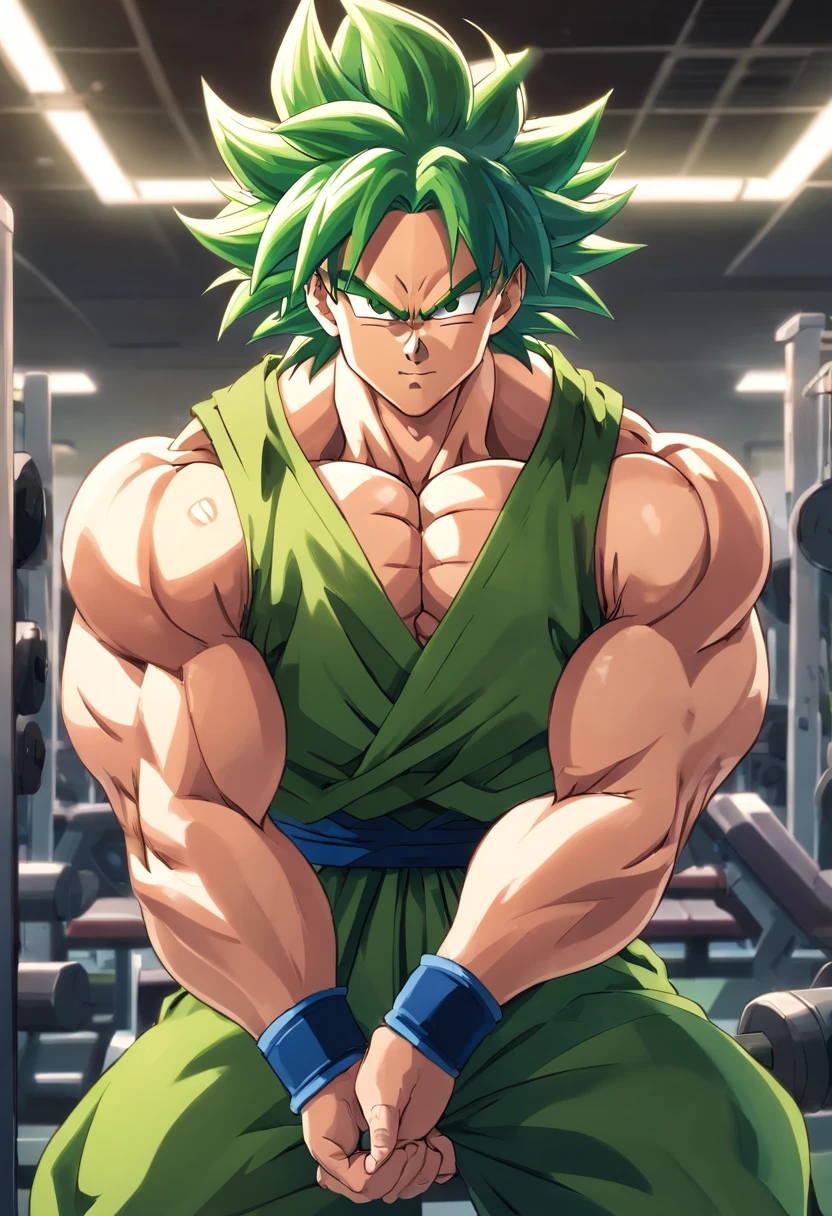 (Eine detaillierte Zeichnung von Son Goku, bodybuilding shower room), nackt unter der Dusche, Water flows over his naked muscular body, Wet body, gamz body image, Barefoot, bare body, keine Kleidung 