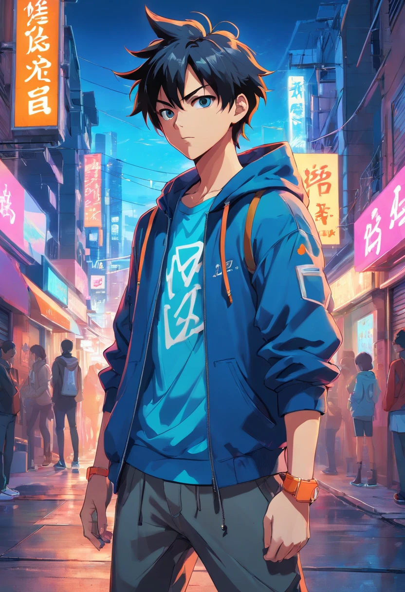 (best quality,highres),goku in streetwear style,street fashion,anime,urban style,vibrant colors,graffiti art,hoodie,wearing sneakers,pose with attitude,expressive eyes,spiky hair,dragon ball,stylish sunglasses,in motion,background of city lights,skateboard leaning against the wall,cool street scene,energetic,hip hop vibe,edgy style,bold and confident,dynamic lighting,gritty atmosphere,graffiti tags,portraits,lively and colorful,stylish and modern,celebrity look,ultra-detailed,stylized artwork,sharp focus,physically-based rendering,electric blue color scheme,neon lights,urban landscape,cityscape scenery,vivid colors,alpha male energy,hyper-realistic,grunge texture,futuristic elements in the environment,high fashion influence,eye-catching design,unique and original artwork,iconic character portrayal