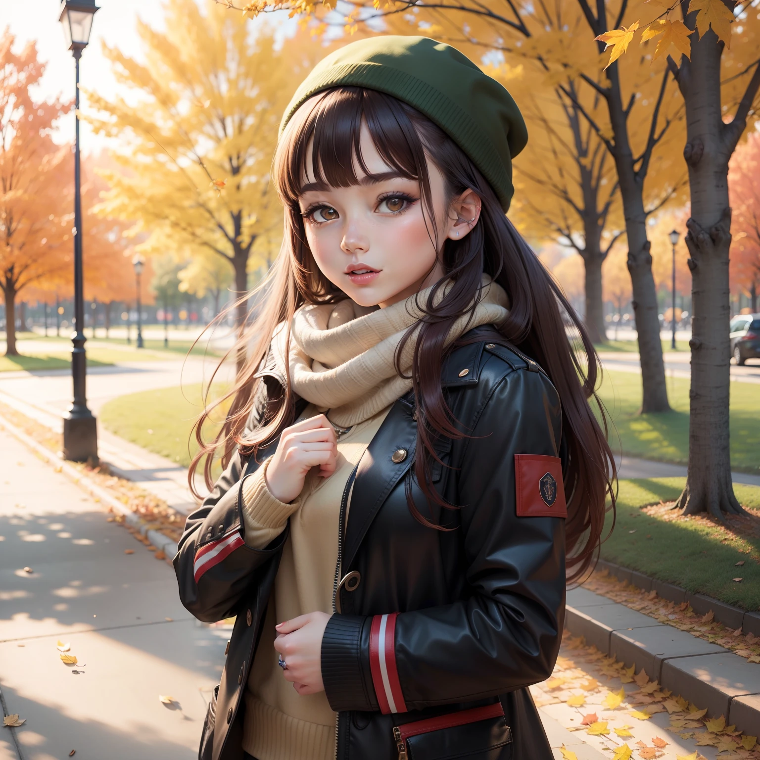 Park autumn beautiful girl