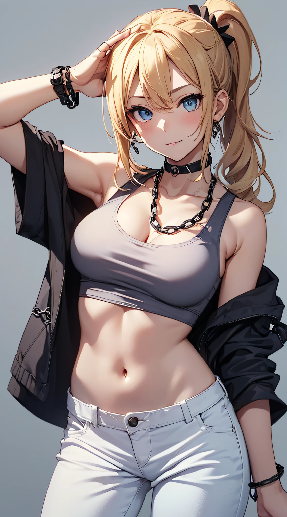 Cloth bulge, crotch bulge, cock bulge, tight jeans, female, futanari, evil, mean, bully, evil smile