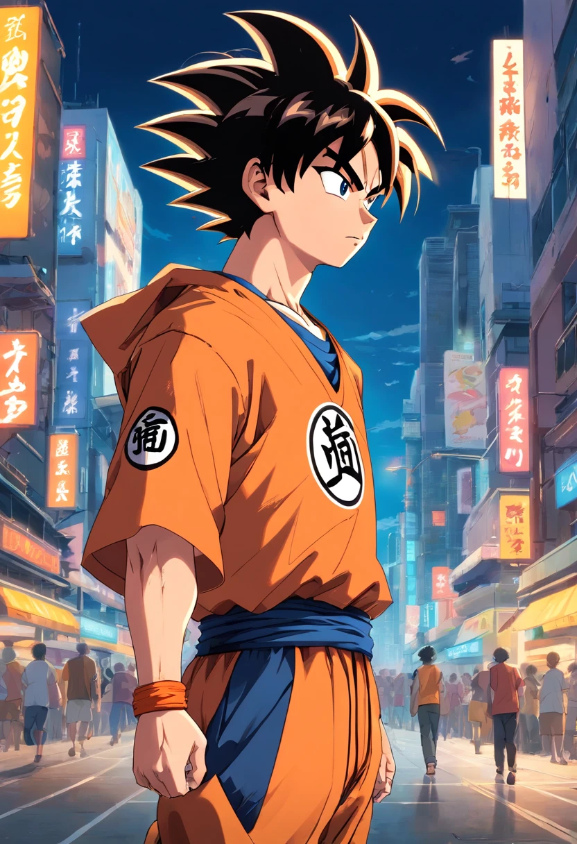 Son Goku, masculino, Dragon Ball Z, estilo de roupas streetwear, detalhes perfeitos