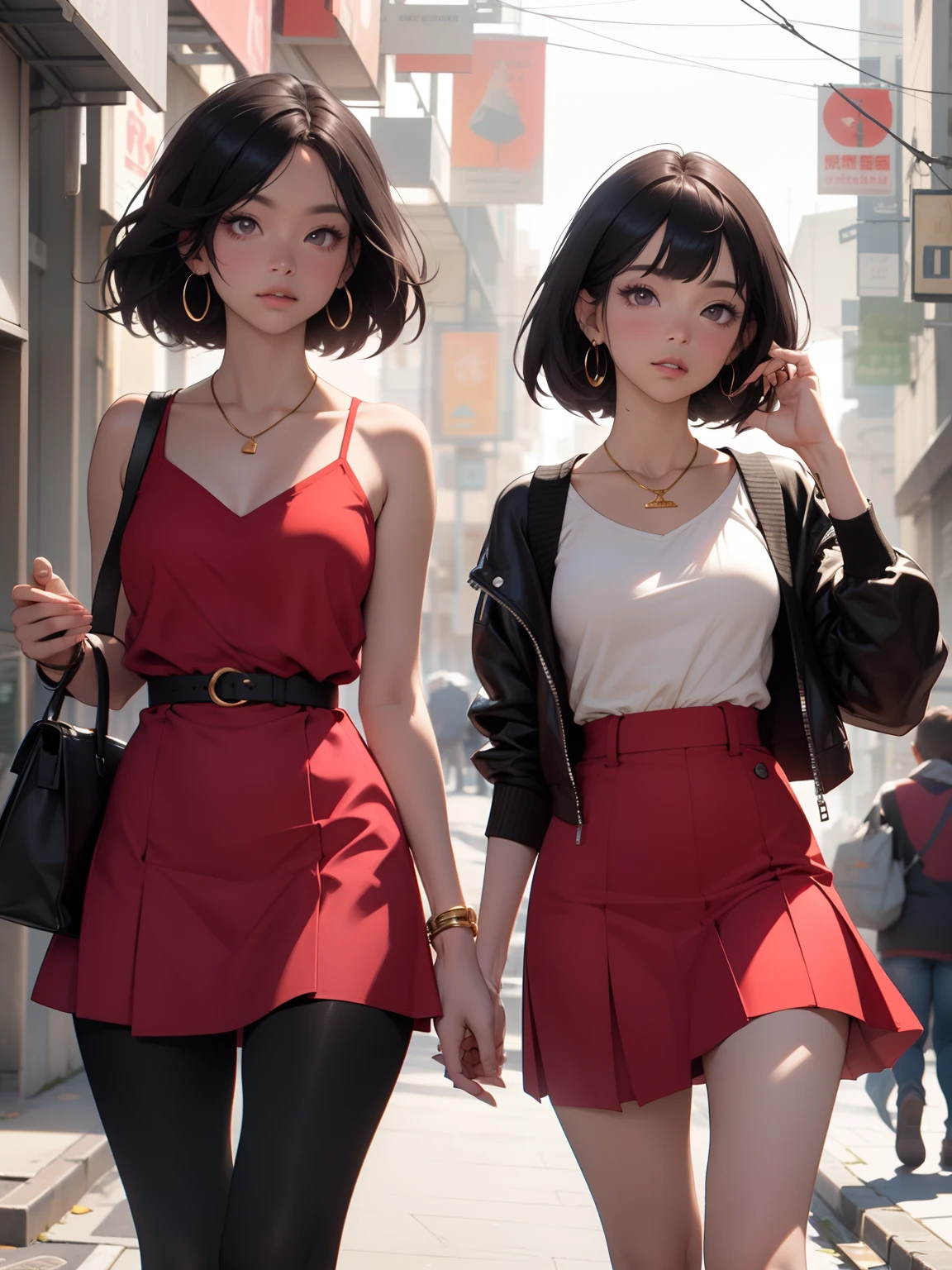 uma mulher, maquiagem, mascara, Lips are soft or colored, fundo preto simples, minimalismo, monotone, paletas de cores simples, limpo, Crisp drawings, silhuetas fluidas, red skirts and pantyhose, high-waisted red skirts and pants, vestidos simples vermelho, camisas e blusas, Asymmetric, geometric, Materiais e designs elegantes e luxuosos, Simple and minimalist accessories, Necklaces and thin rings in silver or gold, Pulseiras simples, Designs diferentes, silhuetas simples, estilo simples e sofisticado, elegence, minimalismo, materiais de alta qualidade, Fresh and urban printing, alta moda, Simplicity and sophistication, vermelho, Cor vermelha