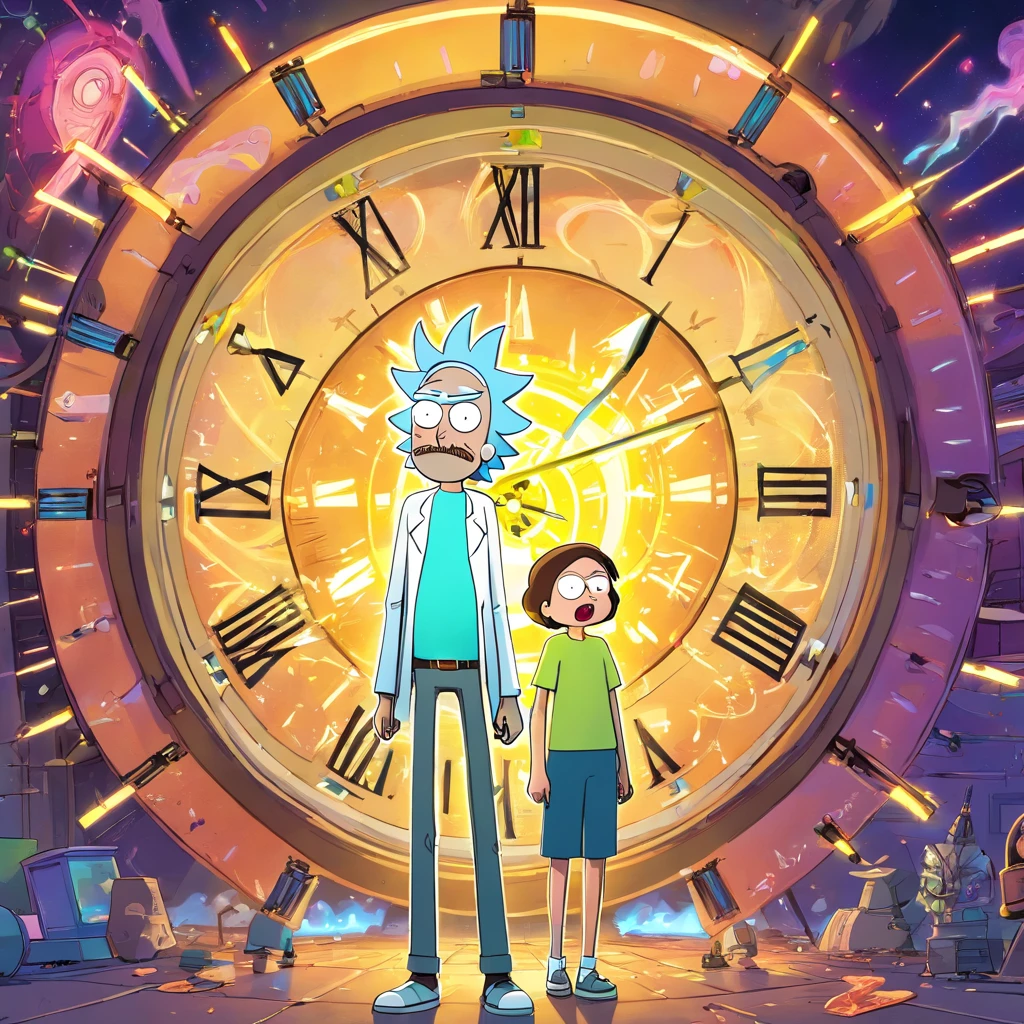 title: "Chronological chaos"
Sinopse: In the episode "Chronological chaos" de Rick and Morty, a crazy new invention by Rick accidentally messes up the entire time continuum, leading to a chaotic collision of different timelines. The narrative begins when Rick, em uma tentativa de aprimorar seu controle sobre as viagens no tempo, cria um "Cronomix Watch" which promises to synchronize all temporal dimensions in a single line.
No entanto, something goes wrong during an experiment and the Cronomix Clock explodes, creating a time wave that distorts and mixes countless versions of Rick and Morty from various realities. A partir desse momento, different incarnations of Rick and Morty begin to appear in the main timeline, com personalidades e objetivos completamente diversos.
A medida que a trama se desenrola, os Ricks e Mortys de diferentes realidades se encontram e interagem, creating situations both hilarious and tense. Some band together to try to fix the damage done by the Cronomix Clock, while others have agendas of their own, including conquering the multiverse or simply enjoying the confusion.
A linha entre aliados e inimigos se torna turva, since the characters have to face their alternate versions and deal with ethical and moral dilemmas involving the manipulation of time. The action unfolds in chaotic and surreal settings, where reality is constantly reshaping itself as different timelines collide.
Enquanto Rick e Morty lutam para restaurar a ordem temporal, They find themselves confronting not only the consequences of their own actions, but also exploring the complexity of the choices made in multiple realities. The episode addresses deep questions about free will, Identity and the implications of controlling time.
At the climax of the episode, Rick and Morty must find a way to reverse the damage done by the Cronomix Clock and separate the intertwined timelines. No entanto, They learn a valuable lesson