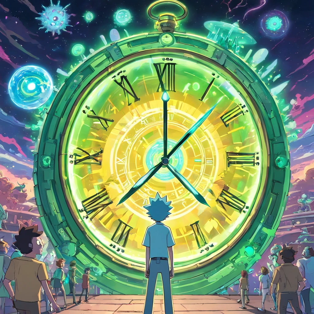 title: "Chronological chaos"
Sinopse: In the episode "Chronological chaos" de Rick and Morty, a crazy new invention by Rick accidentally messes up the entire time continuum, leading to a chaotic collision of different timelines. The narrative begins when Rick, em uma tentativa de aprimorar seu controle sobre as viagens no tempo, cria um "Cronomix Watch" which promises to synchronize all temporal dimensions in a single line.
No entanto, something goes wrong during an experiment and the Cronomix Clock explodes, creating a time wave that distorts and mixes countless versions of Rick and Morty from various realities. A partir desse momento, different incarnations of Rick and Morty begin to appear in the main timeline, com personalidades e objetivos completamente diversos.
A medida que a trama se desenrola, os Ricks e Mortys de diferentes realidades se encontram e interagem, creating situations both hilarious and tense. Some band together to try to fix the damage done by the Cronomix Clock, while others have agendas of their own, including conquering the multiverse or simply enjoying the confusion.
A linha entre aliados e inimigos se torna turva, since the characters have to face their alternate versions and deal with ethical and moral dilemmas involving the manipulation of time. The action unfolds in chaotic and surreal settings, where reality is constantly reshaping itself as different timelines collide.
Enquanto Rick e Morty lutam para restaurar a ordem temporal, They find themselves confronting not only the consequences of their own actions, but also exploring the complexity of the choices made in multiple realities. The episode addresses deep questions about free will, Identity and the implications of controlling time.
At the ?????? of the episode, Rick and Morty must find a way to reverse the damage done by the Cronomix Clock and separate the intertwined timelines. No entanto, They learn a valuable lesson