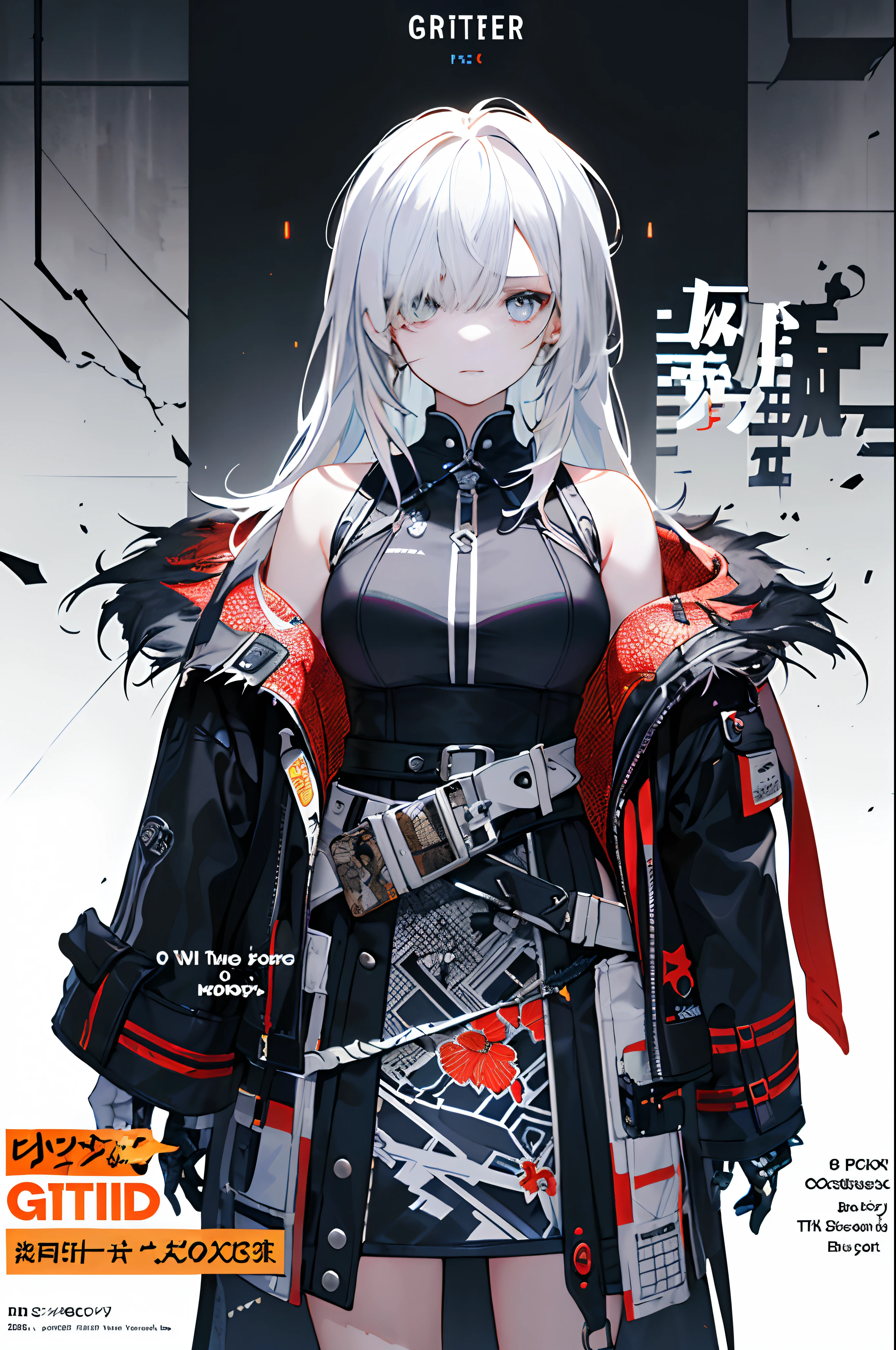 ((((Dramatic))), (((grittiness))), (((Intense))) The movie poster features a young woman as the central character。She stands confidently in the center of the poster,Wear fashion-forward cyborg-futuristic outfits,with a determined expression on her face。The background is dark and gritty,There is a sense of danger and a strong feeling。The text is bold and eye-catching,With catchy slogans,Adds to the overall drama and excitement。The color palette is dominated by dark colors,Dotted with bright colors,Make the poster dynamic and visually striking,tachi-e (Magazines:1.3), (Cover-style:1.3), Fashionab, woman, vibrant, Outfit, posing on a, Front,rich colourful,dyna,Background with,element in,self-assured,Expressing the,halter,statement,Attachment,A majestic,coil,Runt,Touching pubic area,Scenes,text,Cover of a,boldness,attention-grabbing,titles,Fashionab,typeface,Catchy,titles,more big,Smart、moderno、Trendy、focus-on、Fashionab、,tmasterpiece,Need,Best quality at best,Hyper-detailing,8K ,hyper HD