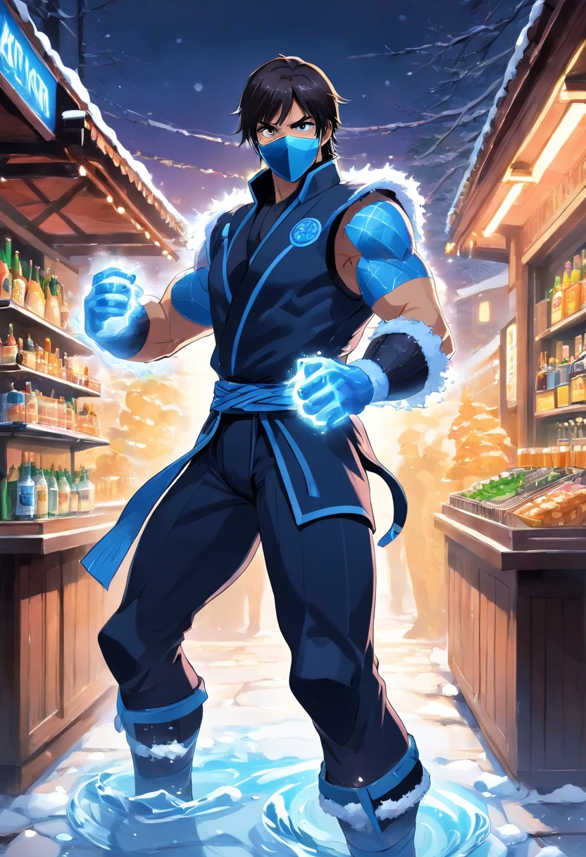 Sub-Zero, masculino, mortal kombat, tomando uma cerveja