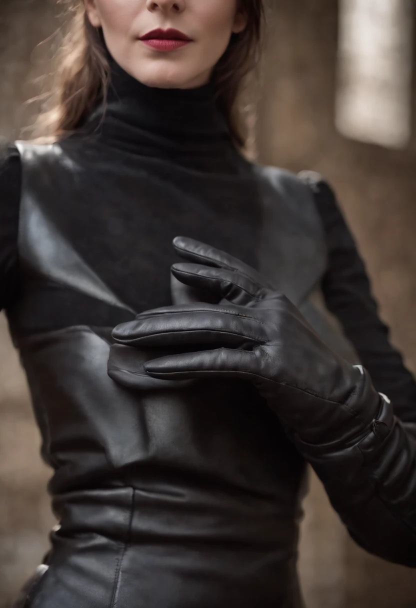 Black leather gloves, queen, mistress, long boots