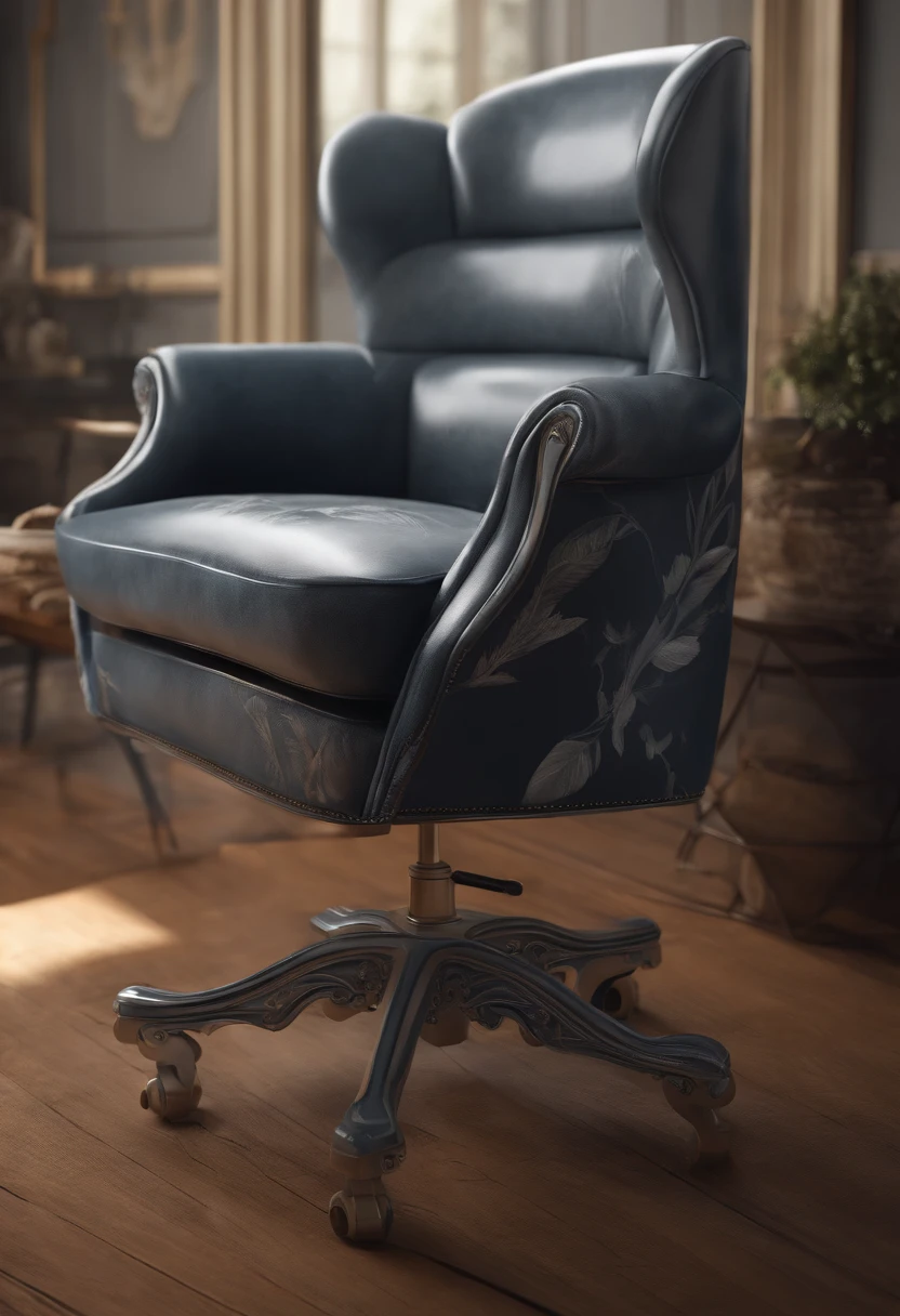 Ergonomic chair,handpainted,a sketch,greys,Lateral face,Realisticstyle
