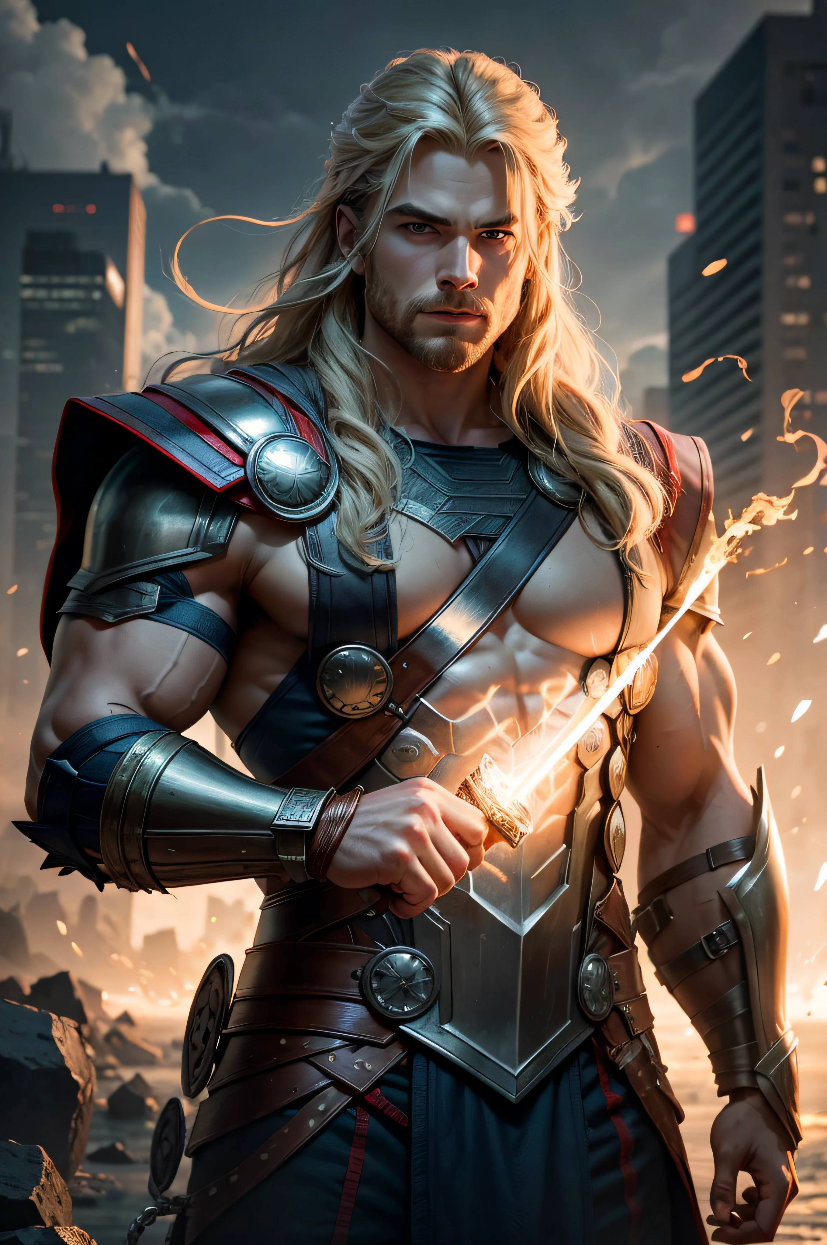 THOR GOD OF THUNDER com uma longa espada