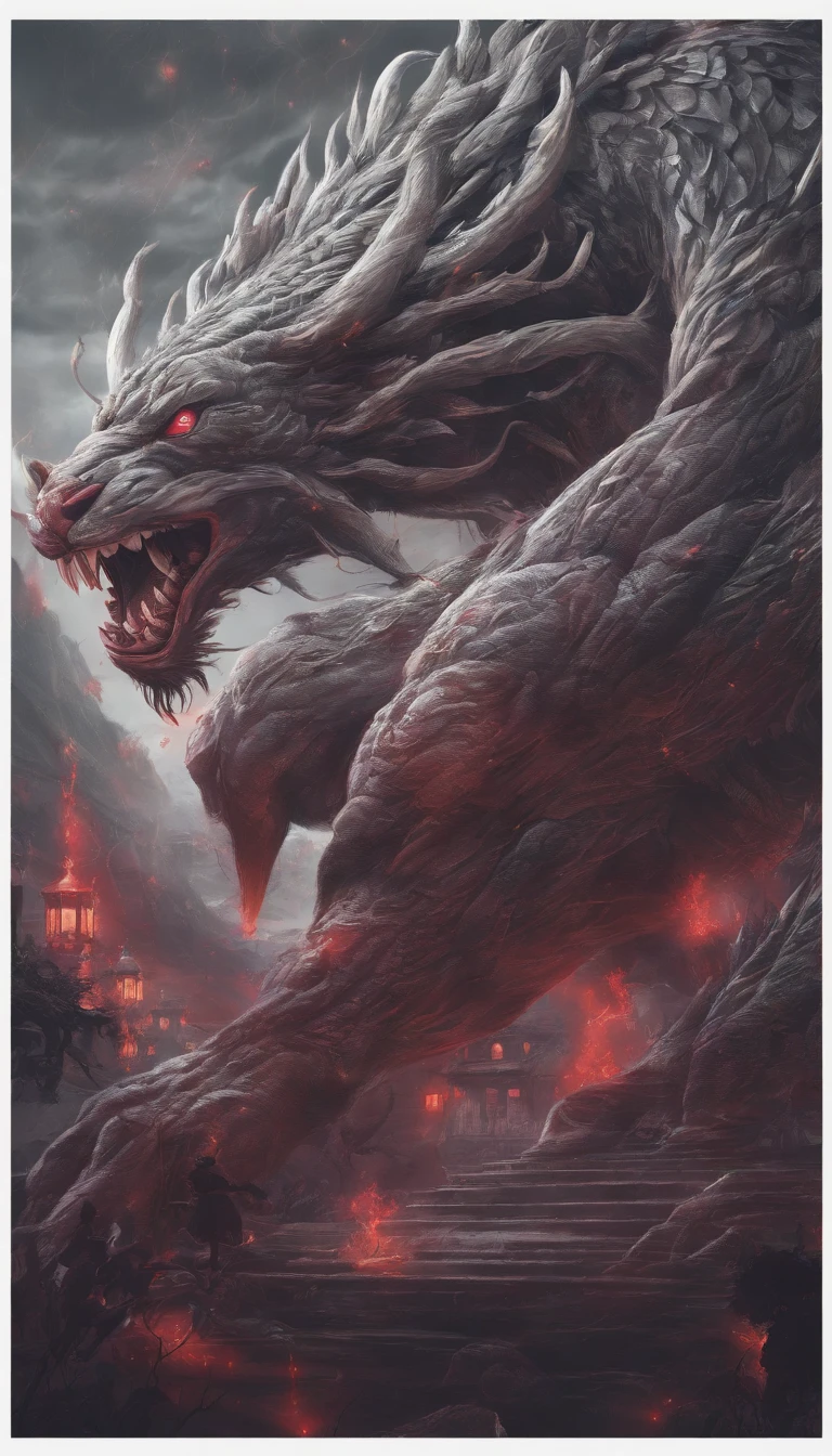 Strange beasts in a fantasy world，Blood，Covered with thick spikes，Moon Night，中景 the scene is，Full body like， highly detailed surreal vfx，oc rendered，Shot with 70 mm - AR 16:9 --q 2 --s 1000