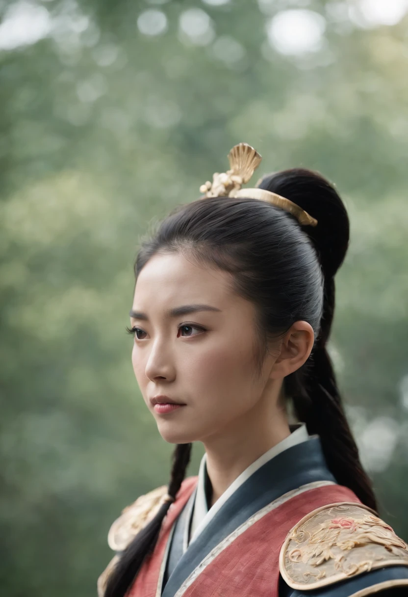 Japanese armor　Black hair ponytail　A Japanese Lady