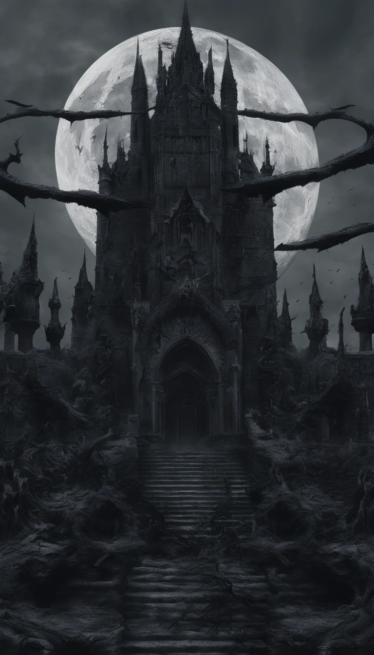 Strange beasts in a fantasy world,Blood,Covered with thick spikes,Moon Night,中景 the scene is,Full body like, highly detailed surreal vfx,oc rendered,Shot with 70 mm - AR 16:9 --q 2 --s 1000