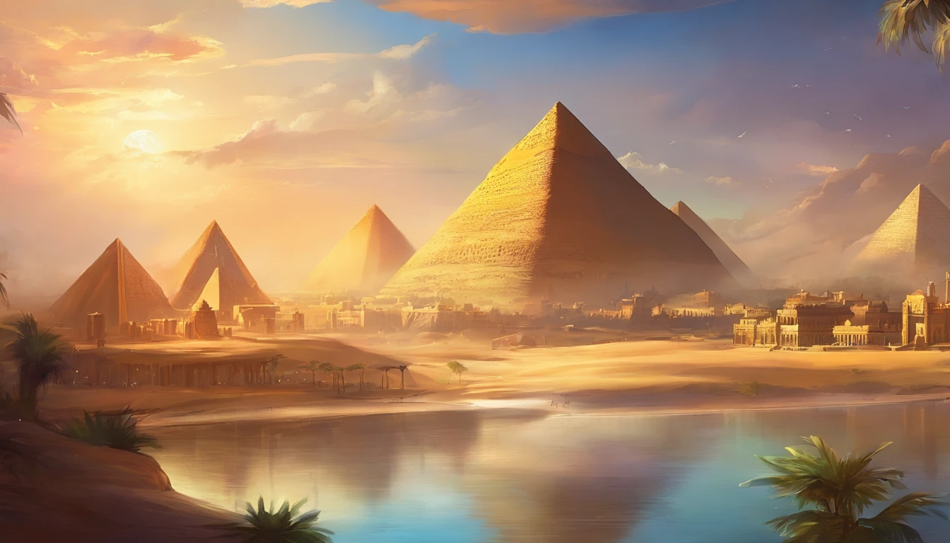 absurderes, Best Quality,Ancient Egypt,Pyramids,Faraway view