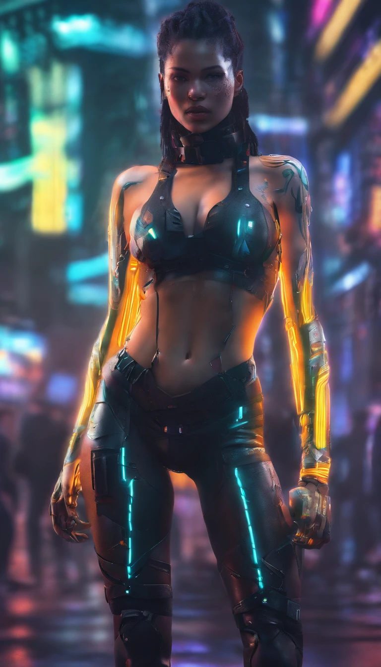 (best quality,4k,high resolution,masterpiece:1.2),ultra-detailed,(realistic,photorealistic,photo-realistic:1.37),Tall and strong woman, perfect face, barely clothed,
muscular body, towering cornfield in the background, incredibly exaggerated proportions, gigantic hourglass figure, huge and exaggerated posterior, mechanical adornments throughout the body, intricate and flawless details, capturing her entire body from head to toe.