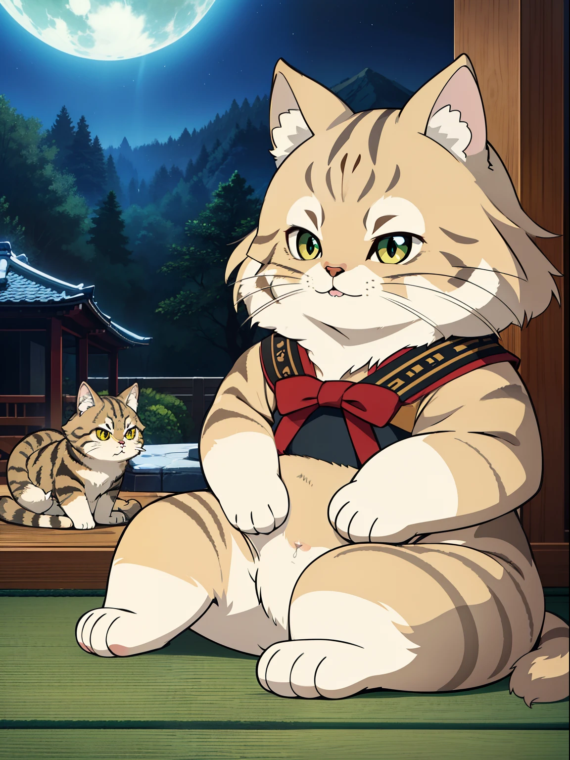 This super detailed adorable cat、topquality、hight resolution、intricate detials、Fantasy、Japanese cat, Manul, Siberian cat
