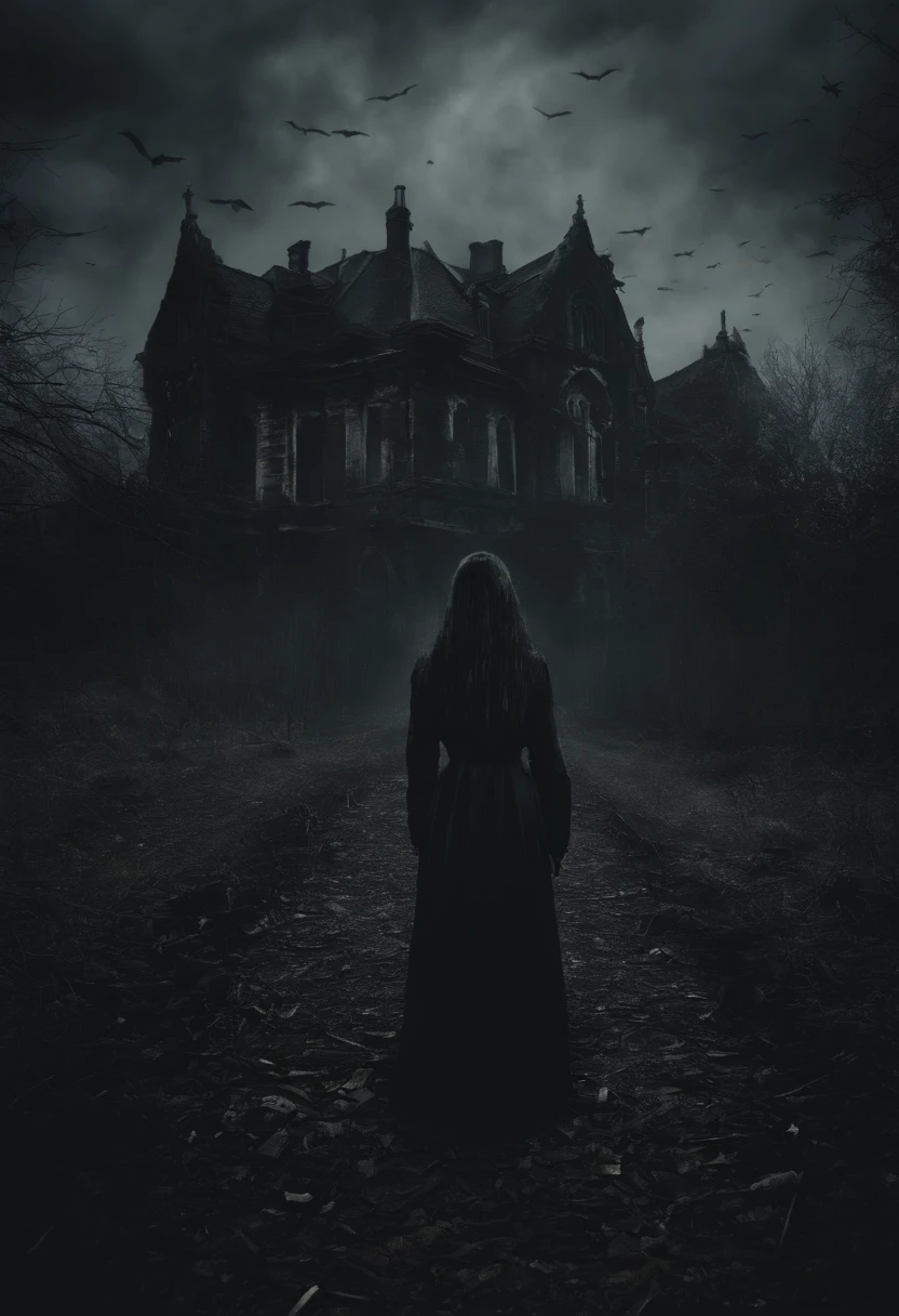 (best quality,4k,8k,highres,masterpiece:1.2),ultra-detailed,(realistic,photorealistic,photo-realistic:1.37),Horror,woman,dark atmosphere,mysterious expression,creepy eyes,shadowy figure,abandoned location,eerie setting,blood-soaked dress,haunting presence,ominous background,spooky ambiance,gothic vibes,dramatic lighting,unsettling mood,ghastly appearance,psychological thriller elements,pale complexion,nightmarish visions,supernatural presence,sinister aura,menacing silhouette,horror movie inspiration,intense emotions,macabre aesthetic,gloomy color palette,terrifying entity,hauntingly beautiful,horror icon,haunting melody,paranormal activity,unsettling whispers,horror novel influence,unseen terror,classical horror aesthetics,shadows lurking.