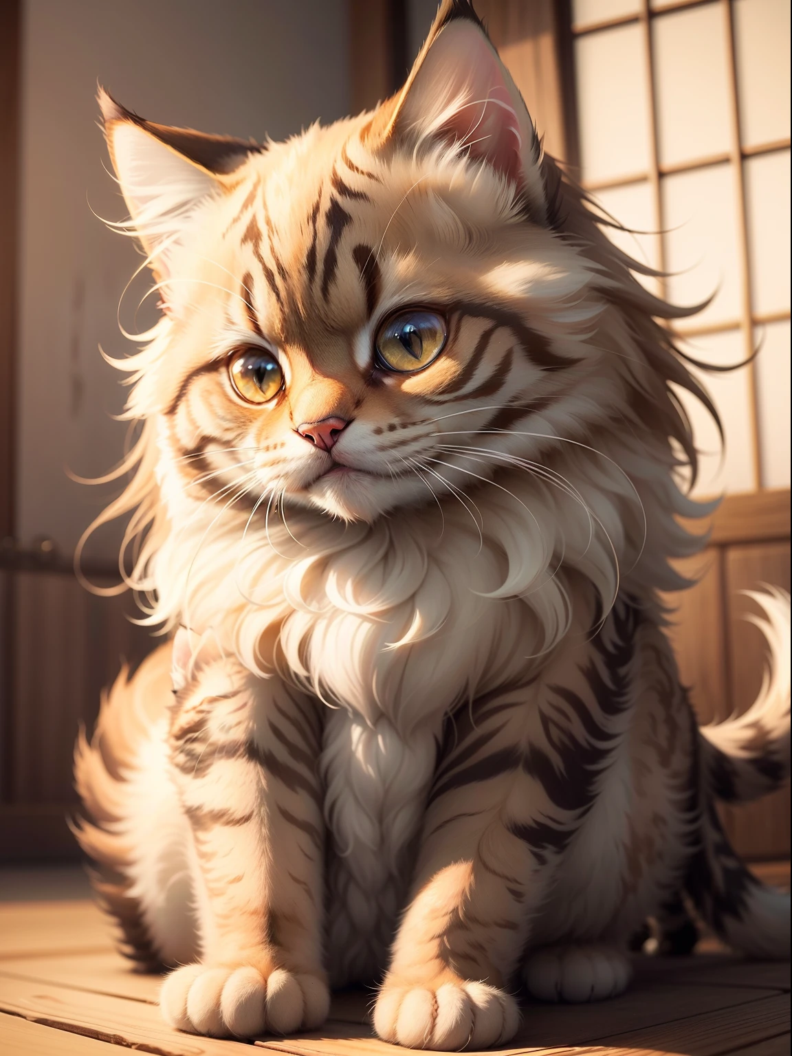 This super detailed adorable cat、topquality、hight resolution、intricate detials、Fantasy、Japanese cat, Manul, Siberian cat